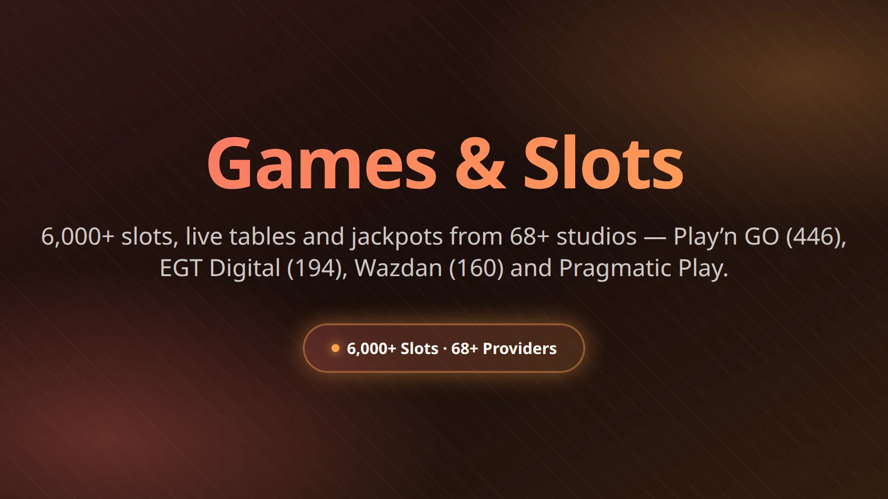 Luck Casino games library - slots, live tables and jackpots